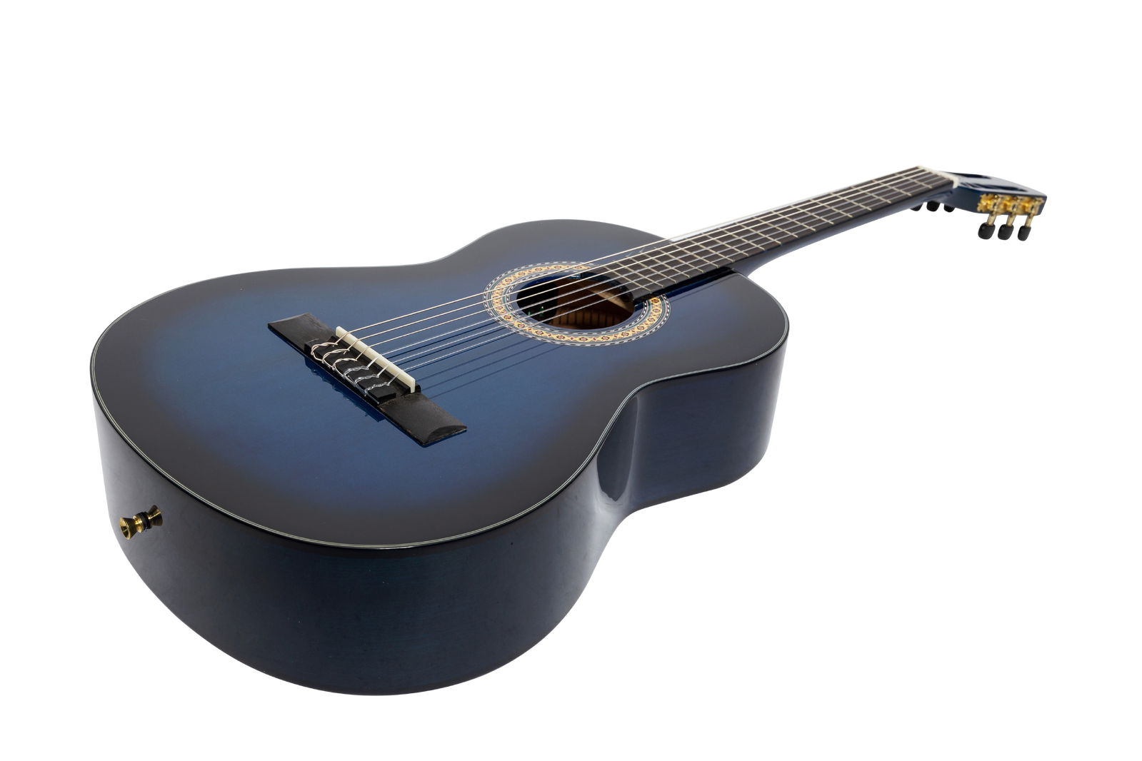 Martinez Slim Jim G-Series 3/4 Size Classical Guitar with Built-in Tuner - Blue Gloss — view 3