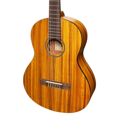 Martinez Slim Jim 3/4 Size Electric Classical Guitar with Pickup and Tuner - Koa — view 4