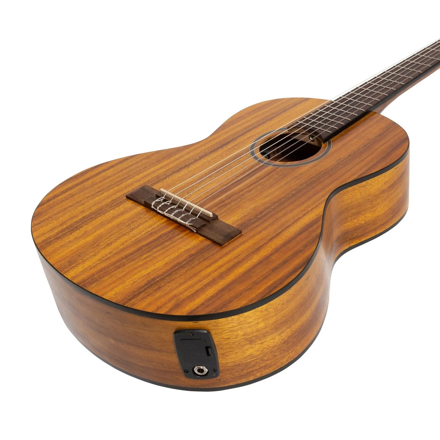 Martinez Slim Jim 3/4 Size Electric Classical Guitar with Pickup and Tuner - Koa — view 6