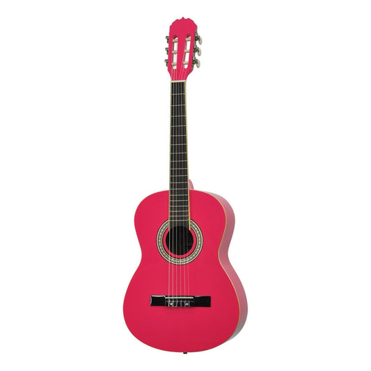 Martinez 'Slim Jim' 3/4 Size Beginner Slim Neck Classical Guitar (Hot Pink)