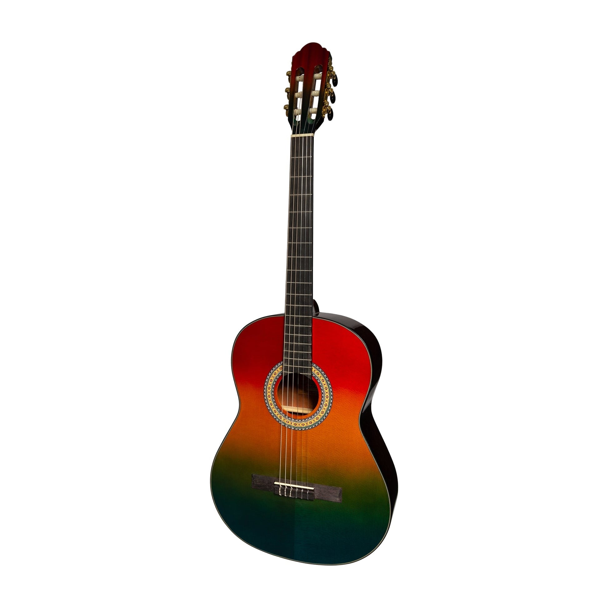 Martinez Slim Jim G-Series Full Size Classical Guitar with Built-in Tuner MC-SJ44GT Multi-Coloured