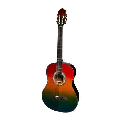 Martinez Slim Jim G-Series Full Size Classical Guitar with Built-in Tuner MC-SJ44GT Multi-Coloured