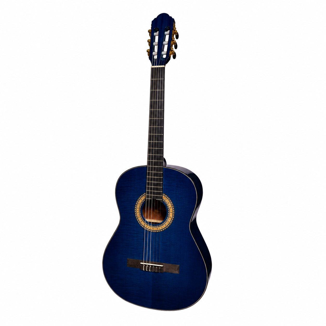 Martinez Slim Jim G-Series Full Size Classical Guitar with Built-in Tuner Transparent Blue MC-SJ44GT-TBL