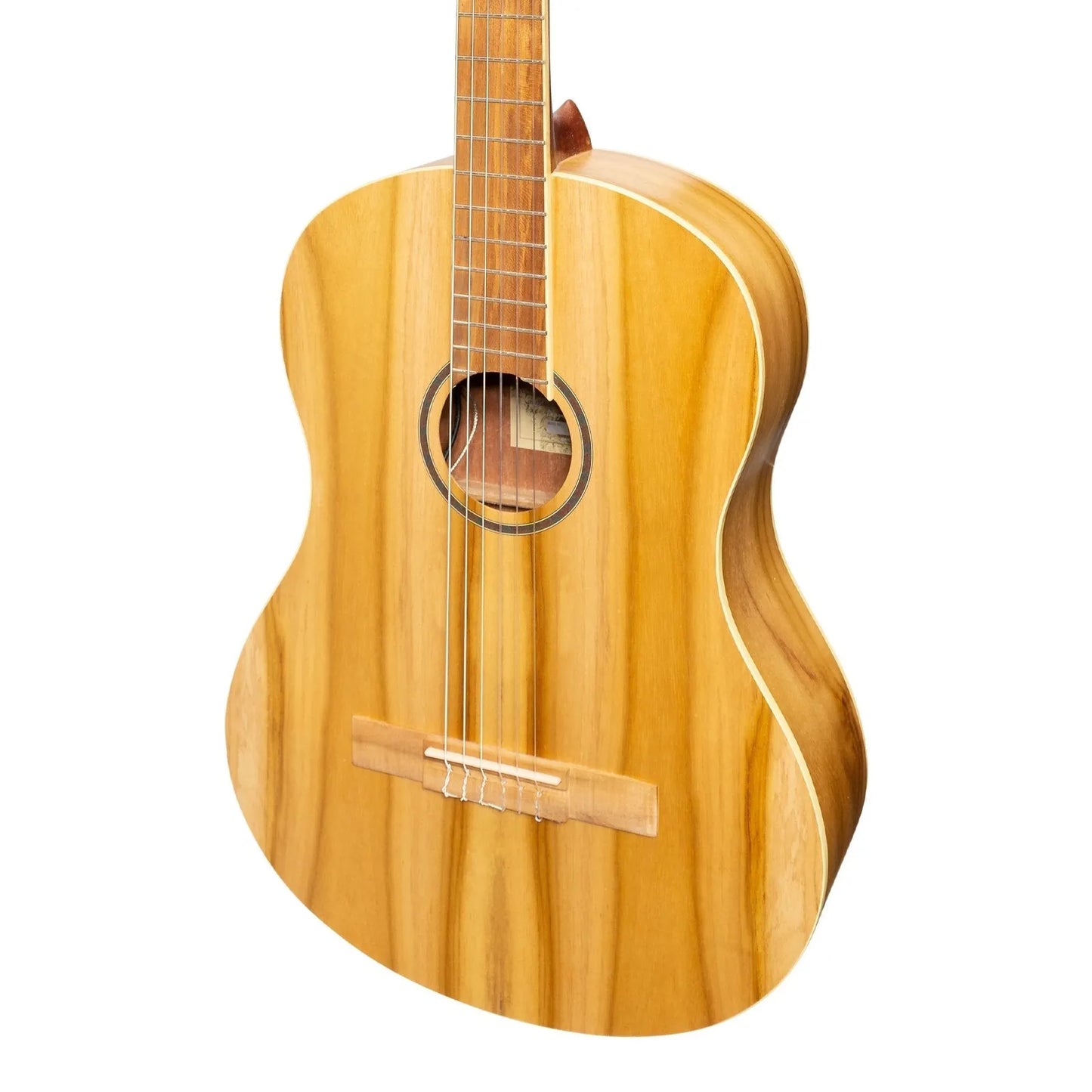 Martinez Slim Jim Full Size Electric Classical Guitar with Pickup & Tuner, Model MC-SJ44PT-JTK, Natural Satin, Jati-Teakwood — view 4