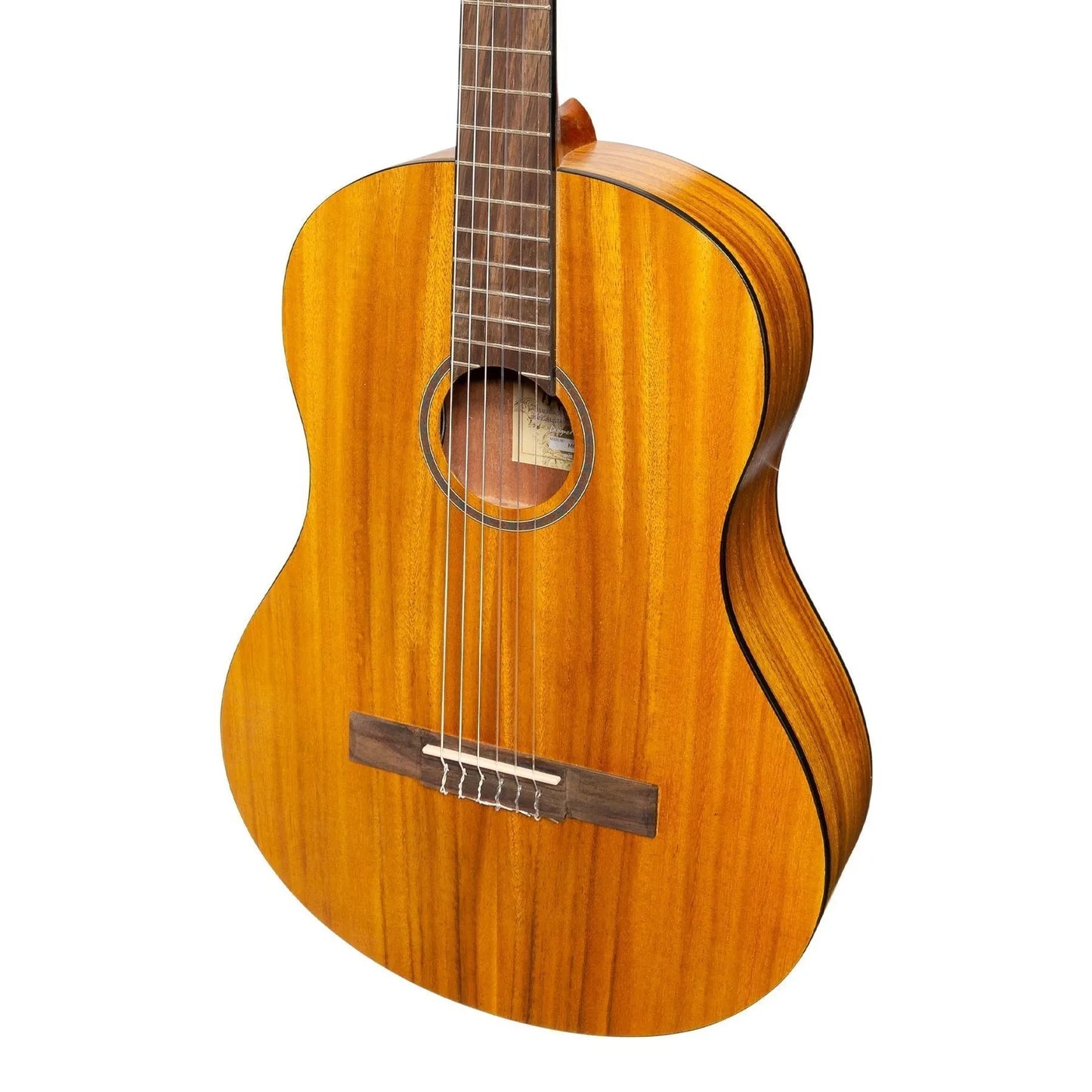Martinez Slim Jim Full Size Electric Classical Guitar with Pickup and Tuner - Koa — view 4