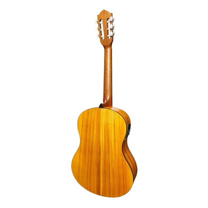 Martinez Slim Jim Full Size Electric Classical Guitar with Pickup and Tuner - Koa — view 2