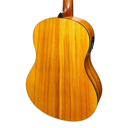 Martinez Slim Jim Full Size Electric Classical Guitar with Pickup and Tuner - Koa — view 5