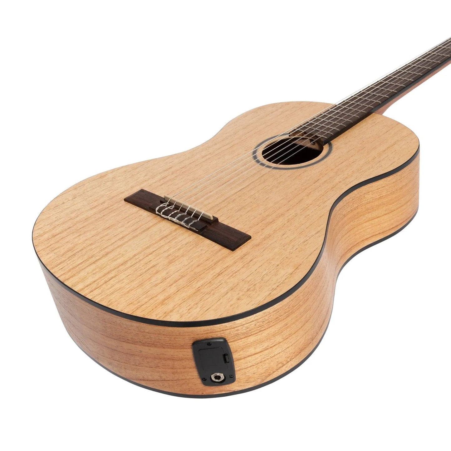 Martinez Slim Jim Full Size Electric Classical Guitar with Pickup and Tuner - Mindi-Wood — view 6