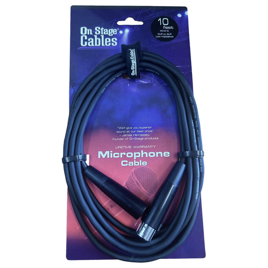 On-Stage 10ft Microphone Cable (XLR Male to XLR Female)