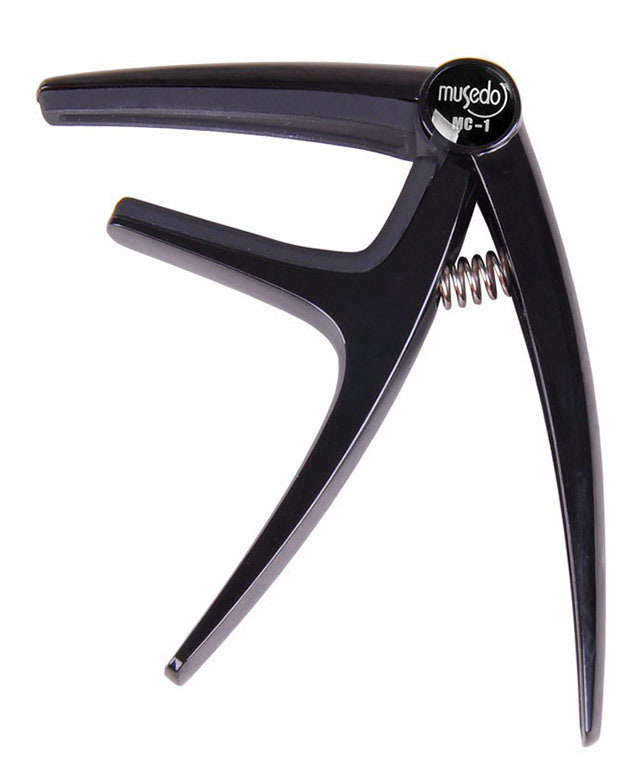 Musedo MC-1 Black Acoustic/Electric Guitar Capo, Spring Operated, Lightweight Aluminium Alloy, Portable, Fits 6-String Guitars