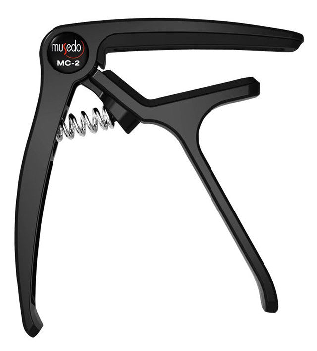 Musedo MC-2 Acoustic Guitar Capo - Black, Lightweight Metal, Quick Operation, Fits 6-String Guitars, Portable, Easy to Use