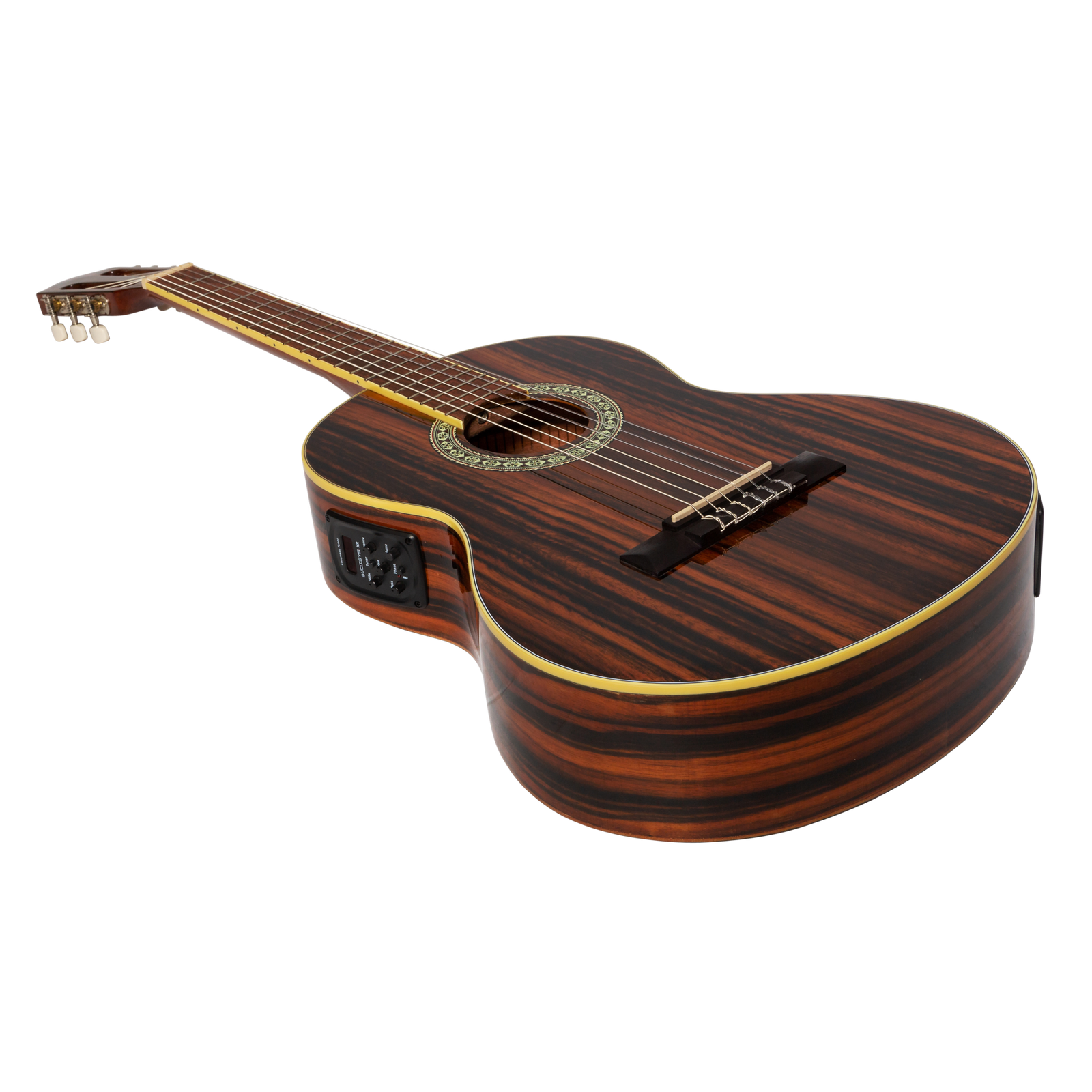 Martinez '51 Series' 3/4 Size Electric Classical Guitar with Built-in Tuner Amara Gloss Finish — view 3