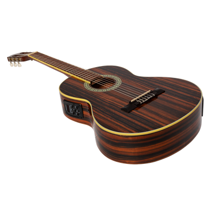 Martinez '51 Series' 3/4 Size Electric Classical Guitar with Built-in Tuner Amara Gloss Finish — view 3