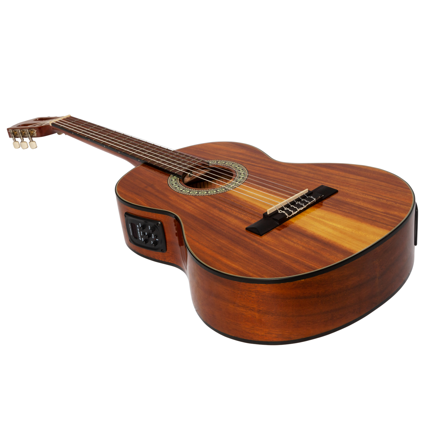 Martinez '51 Series' 3/4 Size Electric Classical Guitar with Tuner Koa Gloss MC34-51GPT-KOA — view 3