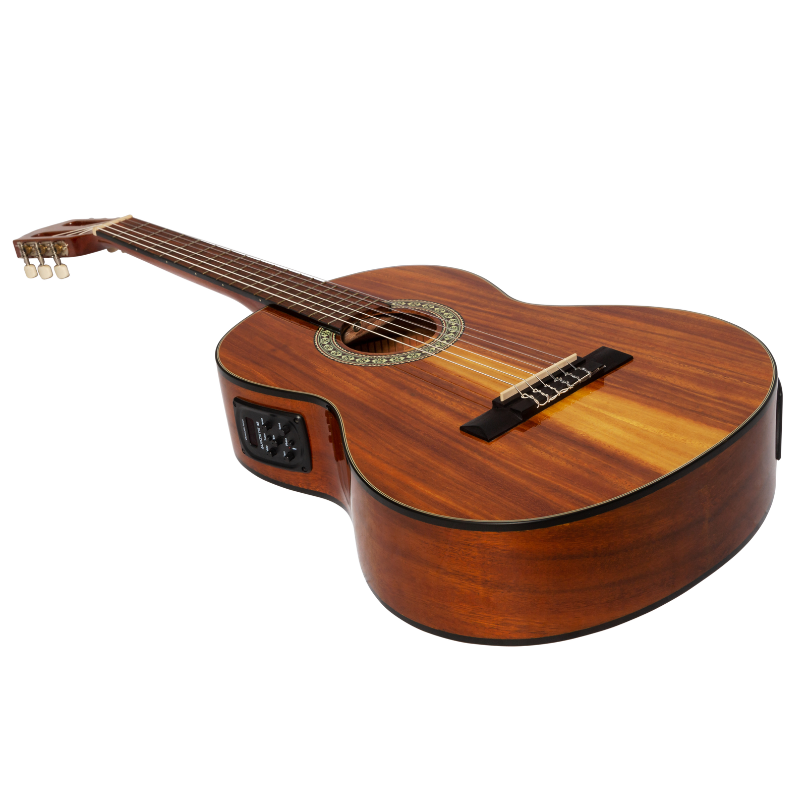 Martinez '51 Series' 3/4 Size Electric Classical Guitar with Tuner Koa Gloss MC34-51GPT-KOA — view 3