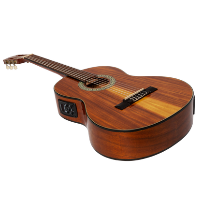 Martinez '51 Series' 3/4 Size Electric Classical Guitar with Tuner Koa Gloss MC34-51GPT-KOA — view 3