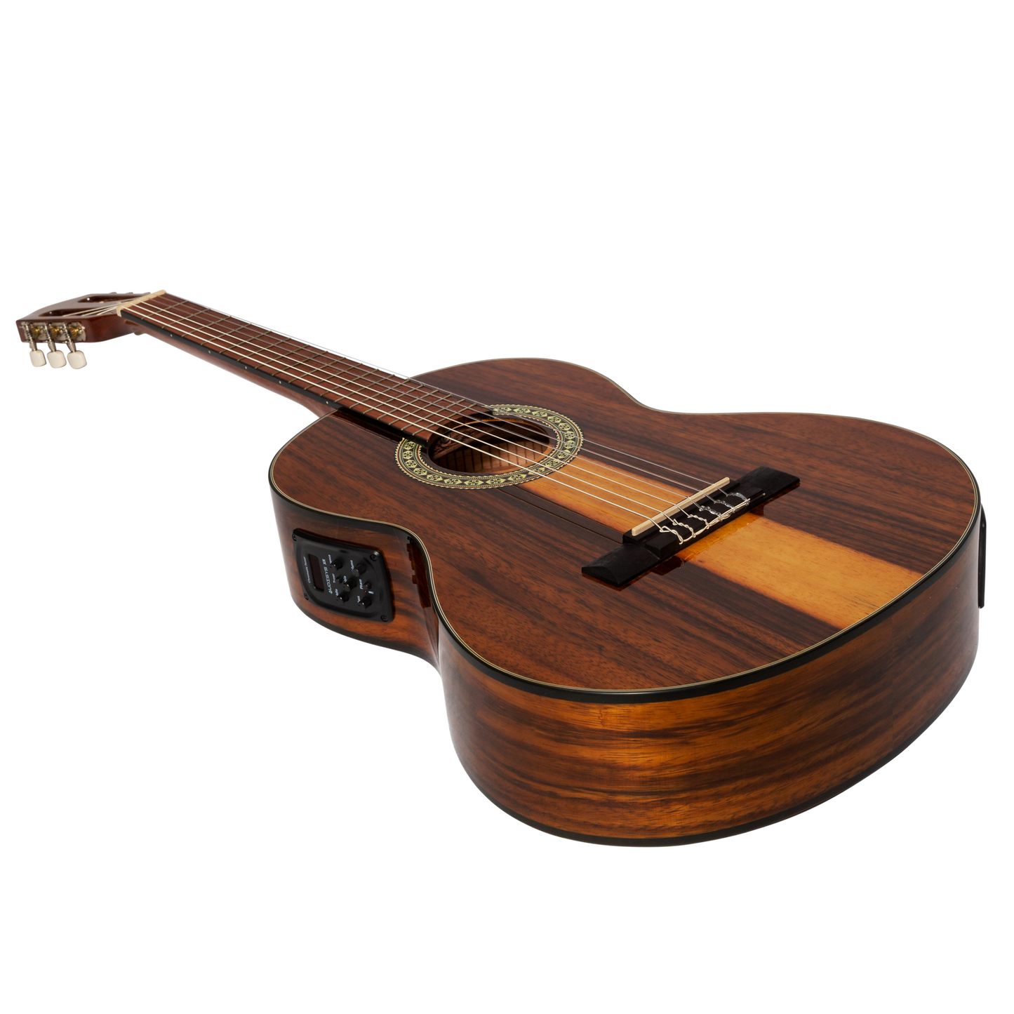 Martinez 51 Series 3/4 Size Electric Classical Guitar with Tuner Teakwood Gloss — view 3