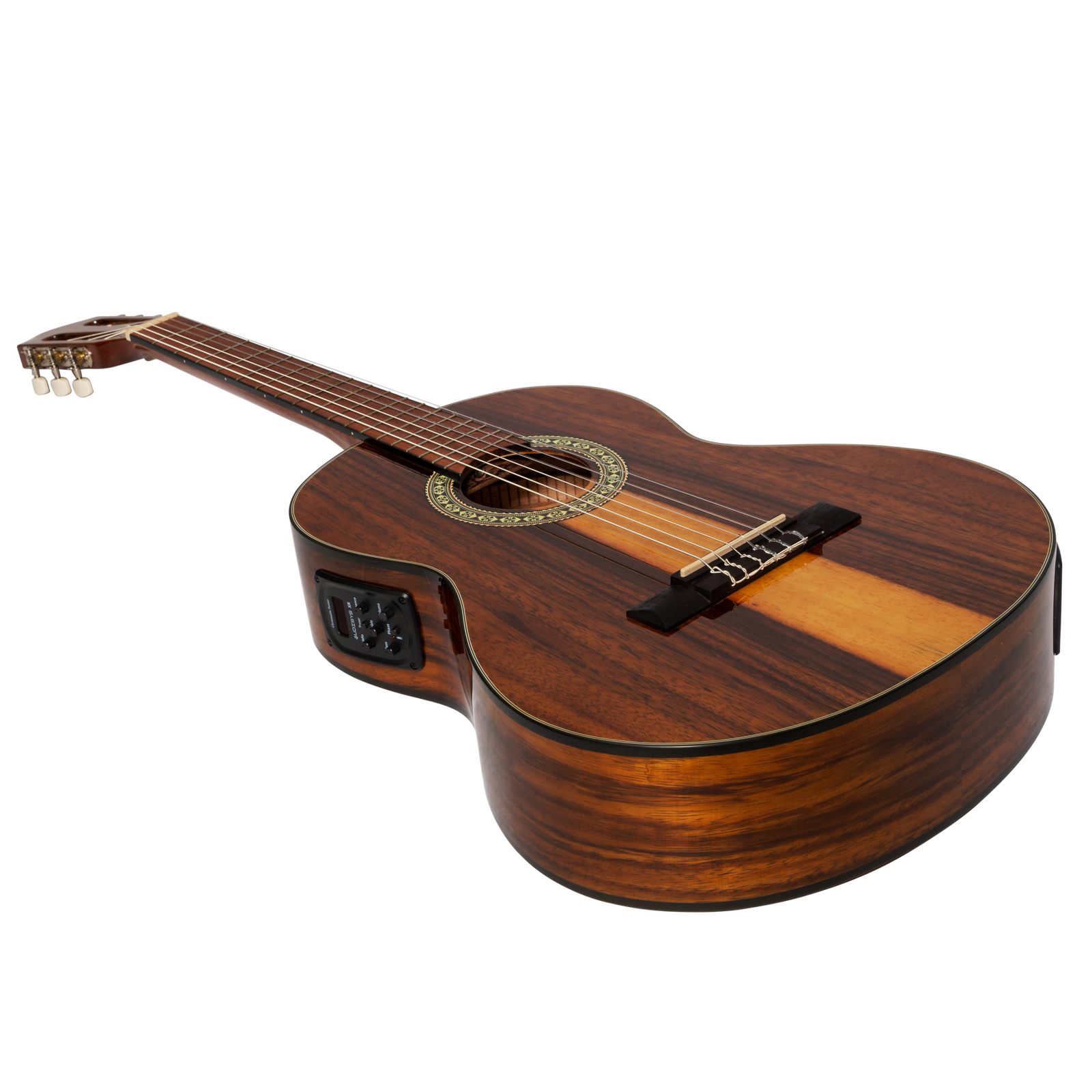 Martinez 51 Series 3/4 Size Electric Classical Guitar with Tuner Teakwood Gloss — view 3