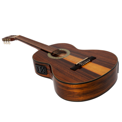 Martinez 51 Series 3/4 Size Electric Classical Guitar with Tuner Teakwood Gloss — view 3