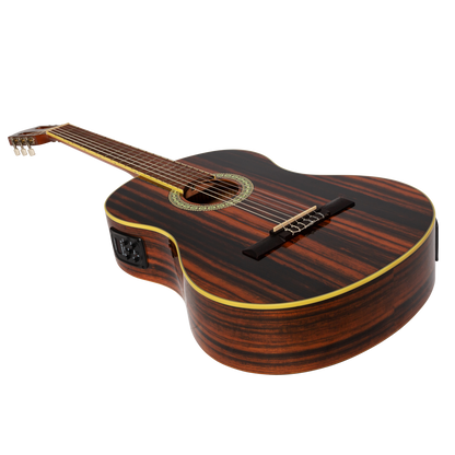 Martinez '51 Series' 4/4 Size Electric Classical Guitar Amara Gloss with Pickup and Tuner — view 3