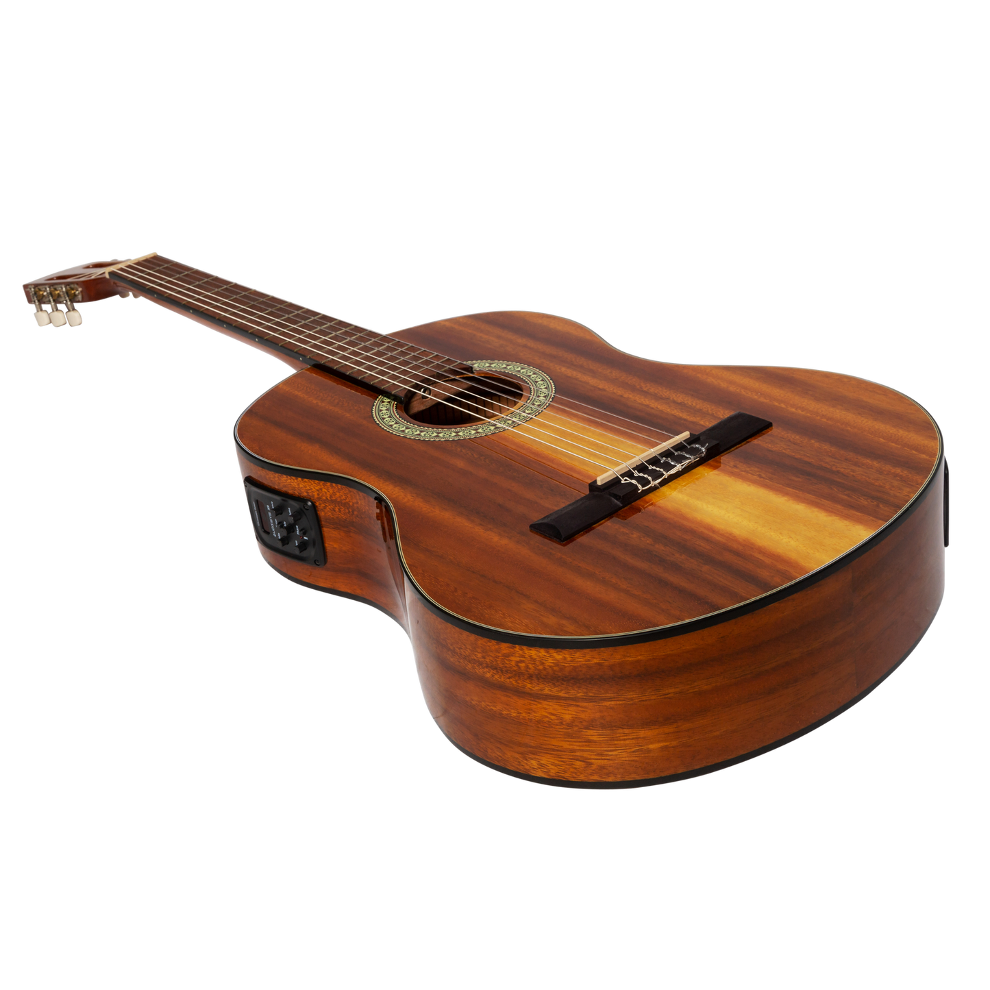 Martinez '51 Series' 4/4 Size Electric Classical Guitar Koa Gloss with Tuner — view 3