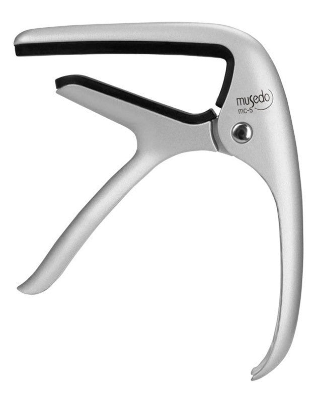 Musedo MC-5 Acoustic Guitar Capo - Silver, Lightweight Aluminum, Quick One-Hand Operation, Fits 6-String Acoustic Guitars