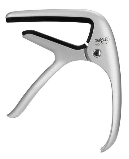 Musedo MC-5 Acoustic Guitar Capo - Silver, Lightweight Aluminum, Quick One-Hand Operation, Fits 6-String Acoustic Guitars