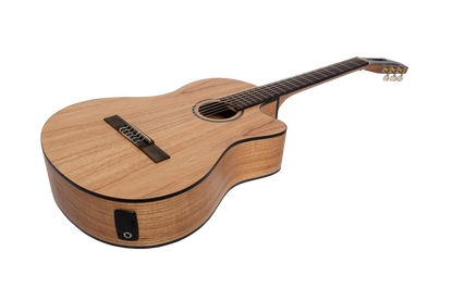 Martinez Slim Jim Full Size Electric Classical Guitar with Pickup and Tuner, Mindi-Wood — view 2