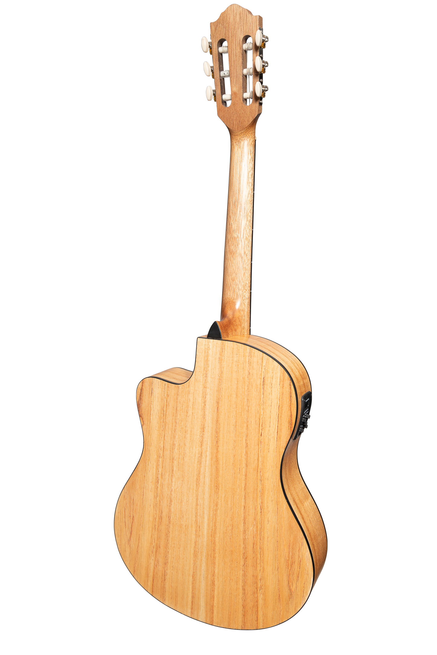 Martinez Slim Jim Full Size Electric Classical Guitar with Pickup and Tuner, Mindi-Wood — view 3