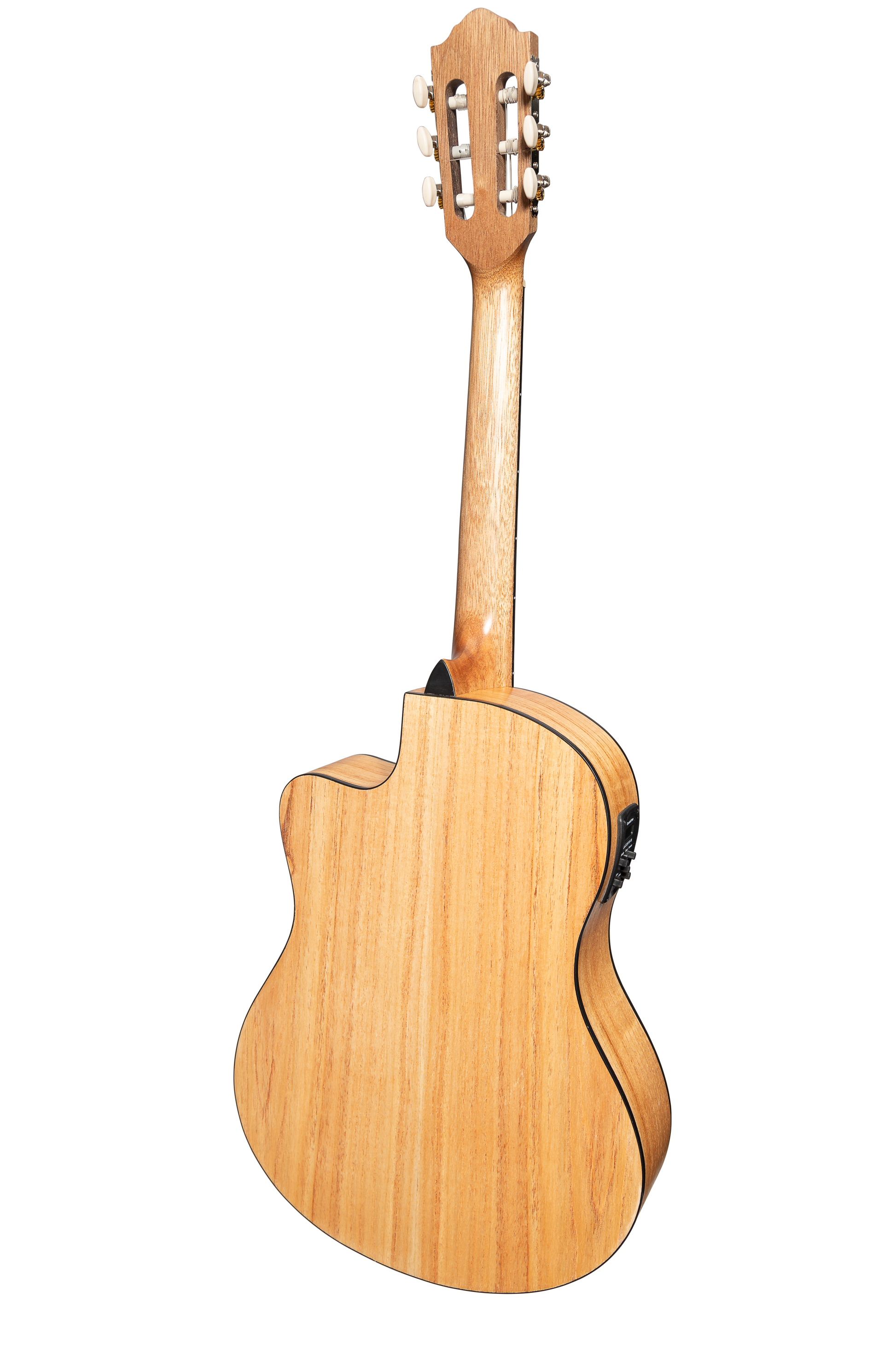 Martinez Slim Jim Full Size Electric Classical Guitar with Pickup and Tuner, Mindi-Wood — view 3