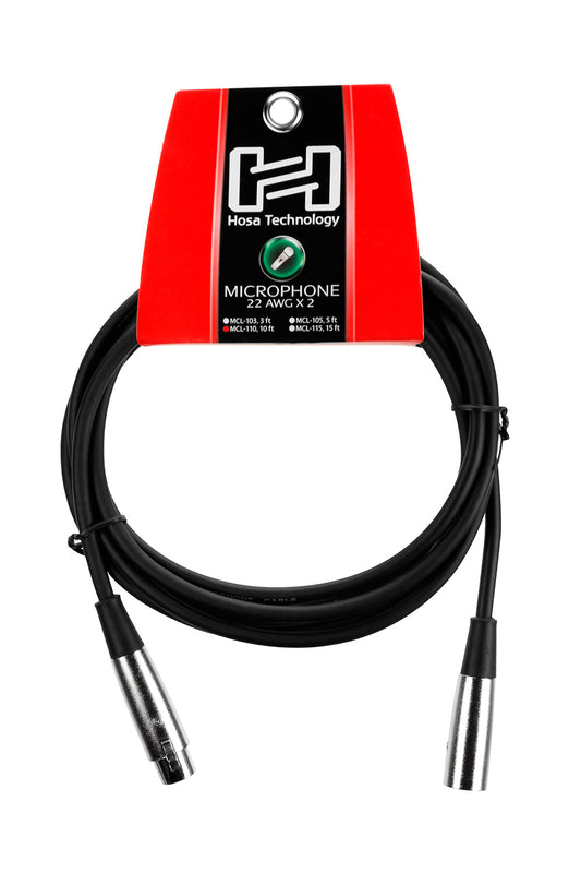 Hosa Microphone Cable, Hosa XLR3F to XLR3M, 10 ft