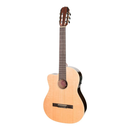 Martinez Southern Star Series Left Handed Solid Top Acoustic-Electric Classical Cutaway Guitar Natural Gloss MCPC-7CL-NGL