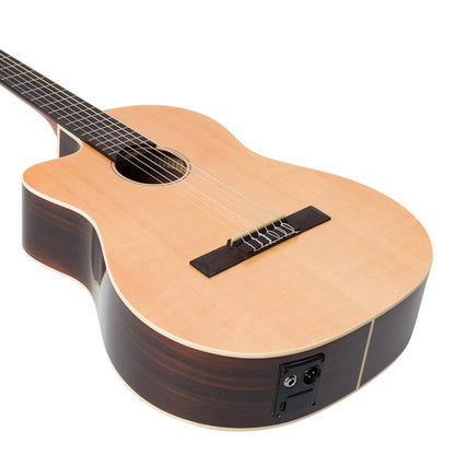 Martinez Southern Star Series Left Handed Solid Top Acoustic-Electric Classical Cutaway Guitar Natural Gloss MCPC-7CL-NGL — view 6