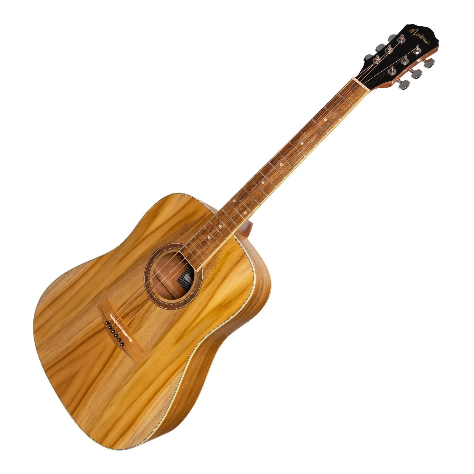 Martinez MD-41T-JTK '41 Series' Dreadnought Acoustic Guitar with Built-in Tuner, Natural Satin, Jati-Teakwood — view 3