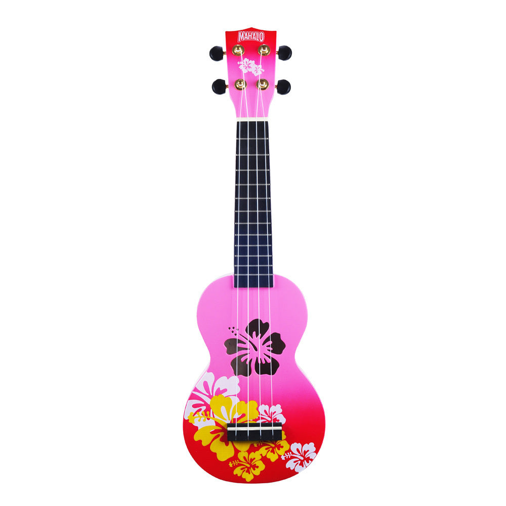 Mahalo Designer Series Soprano Ukulele - Hibiscus (Red Burst)