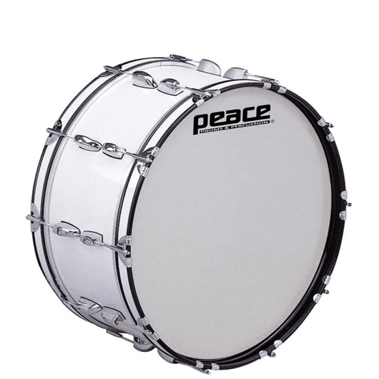 Peace 20-Lug Marching Bass Drum White 22 x 10" Deluxe Cadet Series with Maple/Mahogany Shells and Accessories