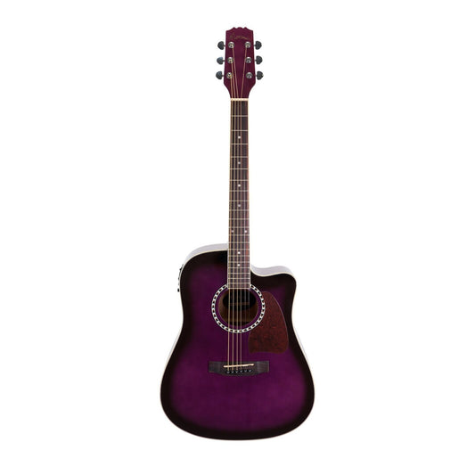 Martinez Acoustic-Electric Dreadnought Cutaway Guitar (Purpleburst)
