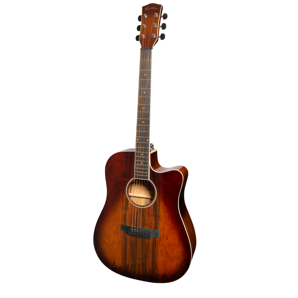 Martinez MDC-31D-ABB Daowood Acoustic-Electric Dreadnought Cutaway Guitar - African Brownburst