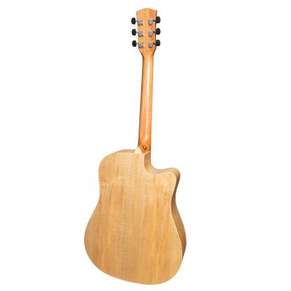 Martinez MDC-31SML-NST Spalted Maple Acoustic-Electric Dreadnought Cutaway Guitar Left Handed Natural Satin — view 2