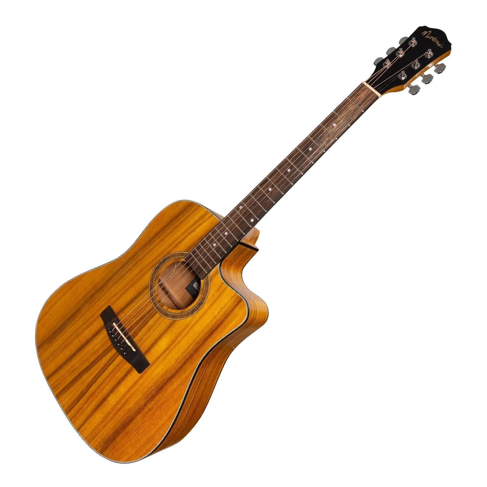 Martinez MDC-41 Dreadnought Cutaway Acoustic-Electric Guitar Koa Natural Satin — view 3