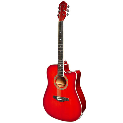 Martinez MDC-41G-TWR Dreadnought Acoustic Guitar, Cut-away Gloss Finish, Gloss Red Burst, 6 Strings, Right Handed