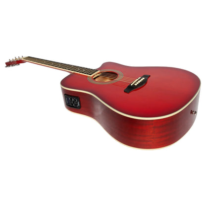 Martinez MDC-41G-TWR Dreadnought Acoustic Guitar, Cut-away Gloss Finish, Gloss Red Burst, 6 Strings, Right Handed — view 2