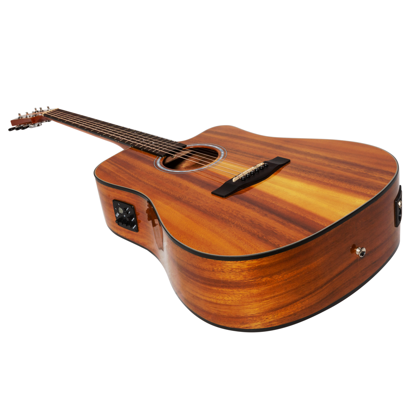 Martinez '51 Series' Acoustic-Electric Dreadnought Cutaway Guitar Koa Gloss MDC-51G-KOA — view 3