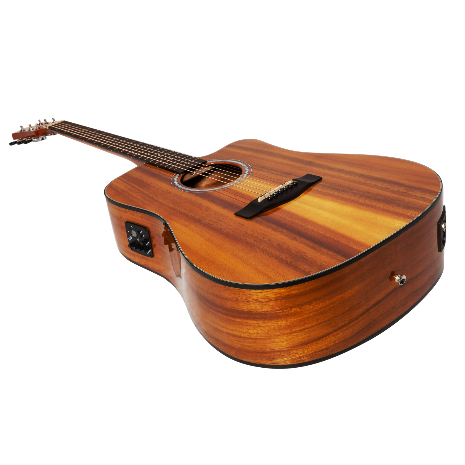 Martinez '51 Series' Acoustic-Electric Dreadnought Cutaway Guitar Koa Gloss MDC-51G-KOA — view 3