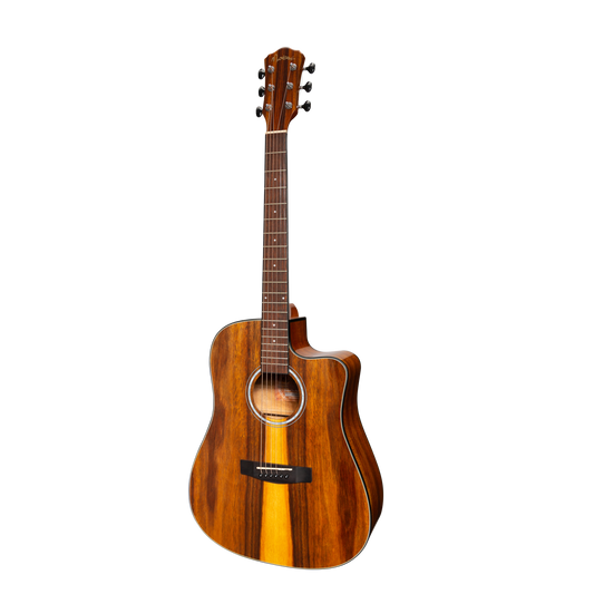 Martinez MDC-51G-TK Left Handed Acoustic-Electric Dreadnought Guitar Teakwood Gloss