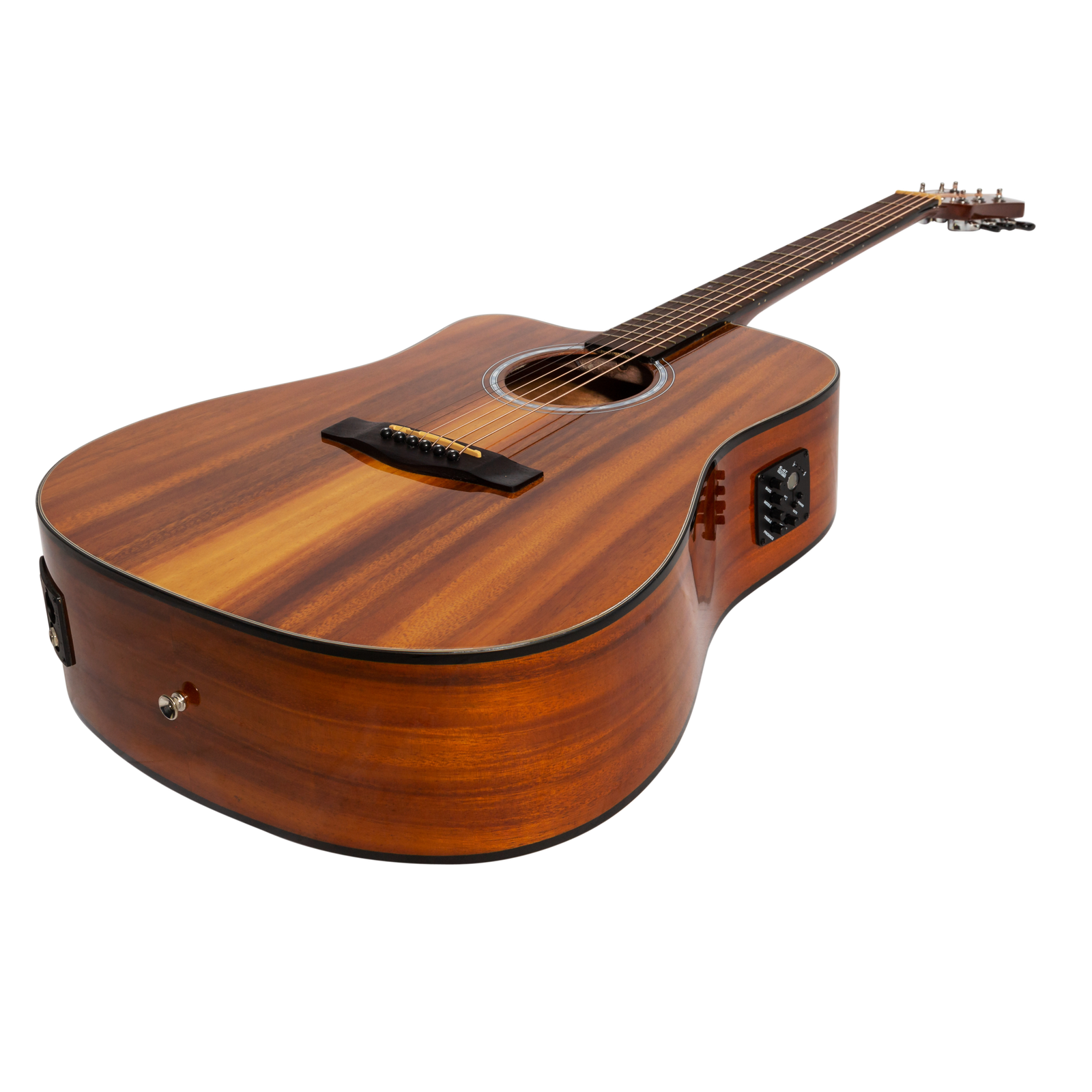 Martinez '51 Series' Left Handed Acoustic-Electric Dreadnought Cutaway Guitar Koa Gloss MDC-51GL-KOA — view 3