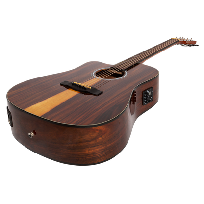 Martinez '51 Series' Left Handed Acoustic-Electric Dreadnought Guitar Teakwood Gloss MDC-51GL-TK — view 3