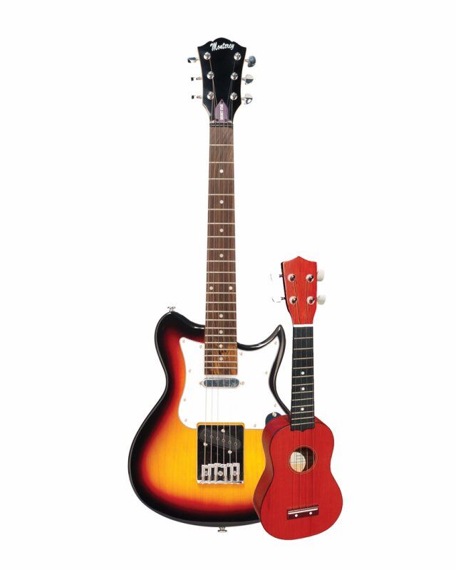 Monterey Traveler Electric Guitar MDE-34SB with Free Red Ukulele Bundle