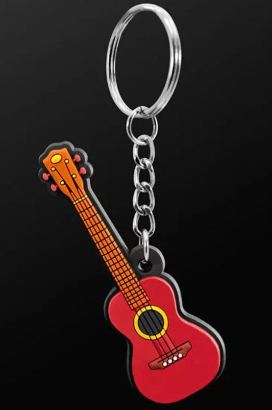 Musician Designer Ukulele Keyring Brown PVC Keychain