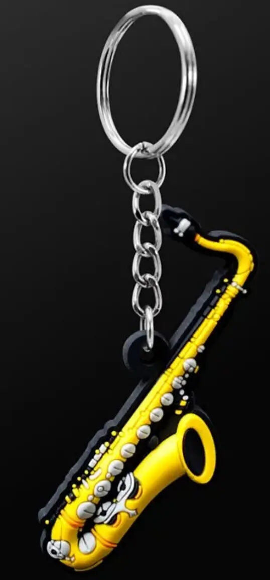 Musician Designer Tenor Saxophone Keyring - 3D PVC Keychain, Durable, Gift Envelope Included, Perfect for Keys and Bags